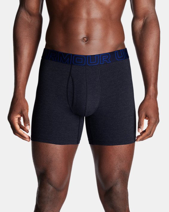 Men's UA Performance Cotton 6" 3-Pack Boxerjock® in Blue image number 0